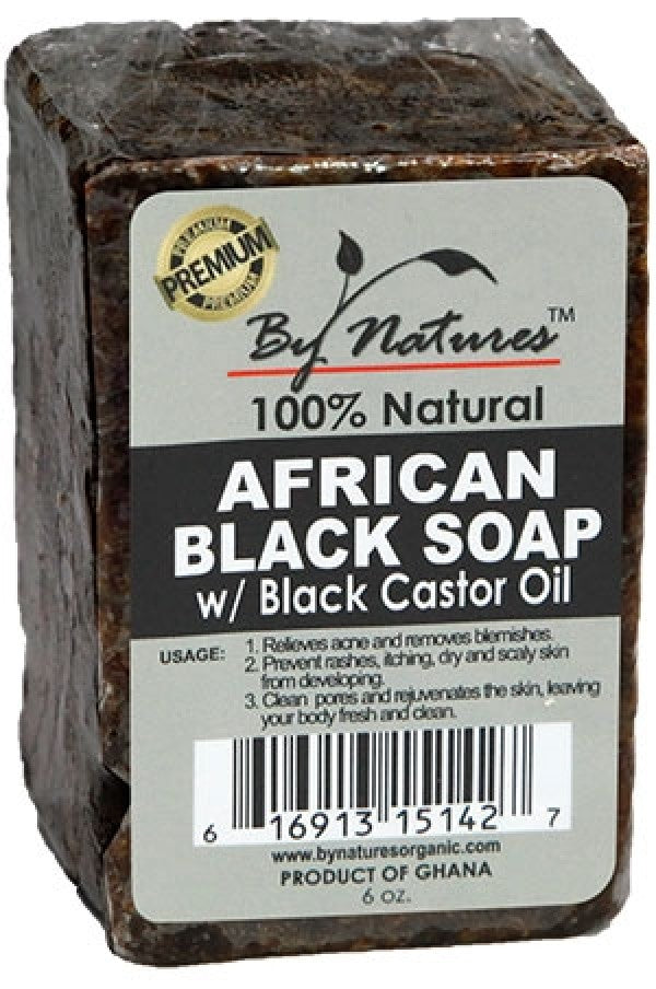 By Natures African Black Soap with Black Castor Oil 6oz - Dolly Beauty 