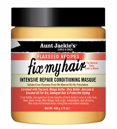 Aunt Jackie's Flaxseed Collection Fix My Hair Intensive Repair Conditioning Masque 15 oz - Dolly Beauty 